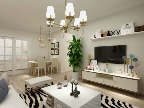 现代简约风格89㎡二居室客厅电视墙设计效果图