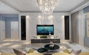 现代风格70平米二居室客厅电视墙装修效果图