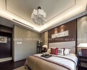 新中式风格135㎡三居卧室吊灯设计图片