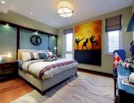 现代新中式风格130平小复式卧室挂画装修图片
