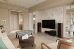 美式风格家庭客厅电视墙背景瓷砖设计图