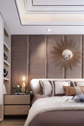 现代宜家风格147平三居卧室床头背景墙设计图片