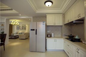 简约美式风格140平四居开放式厨房装修图片