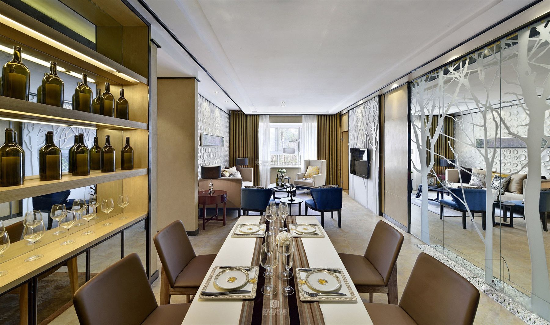 现代简约风格112平米三室餐厅布置图片