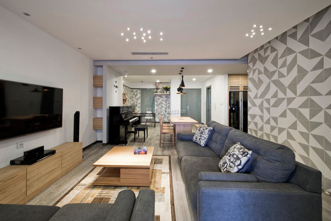 简约风格105平方米二居客厅布艺沙发设计图片