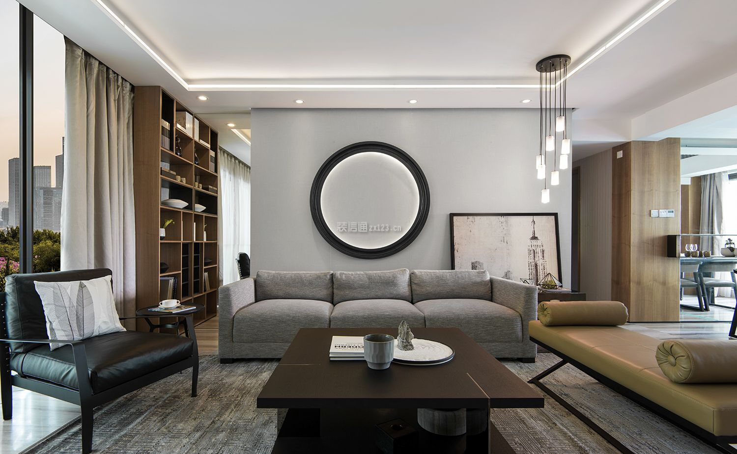 现代简约风格128平三居室客厅沙发设计效果图