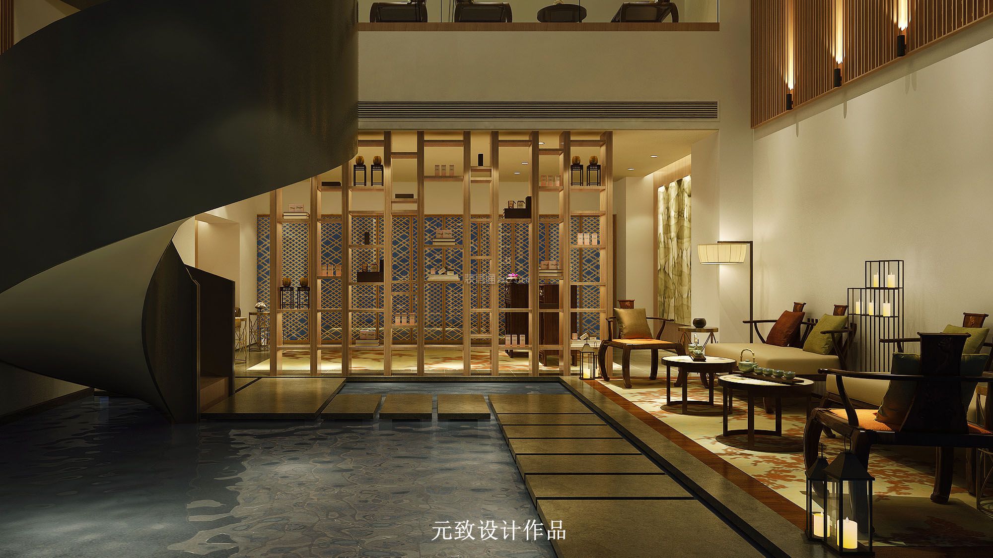 新中式风格800平米美容spa会所休闲区装修效果图