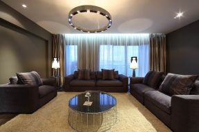 现代简约风格116平米三居客厅圆形吊灯设计图片