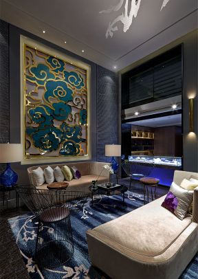 新中式风格1000平米高级会所休闲沙发设计图片