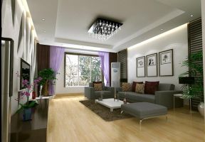 2023现代风格90平米二居室客厅沙发墙装潢效果图