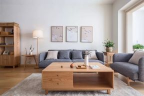 90平日式风格家庭客厅木质茶几设计图片