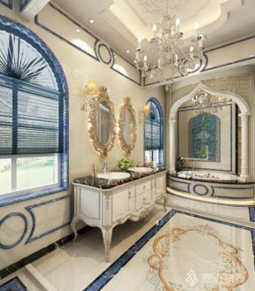 450平美式别墅浴室地板瓷砖设计效果图