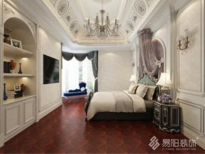 450平美式别墅卧室木地板装修设计效果图