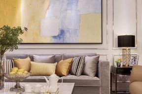 简约欧式风格127平三居室客厅沙发装饰图片