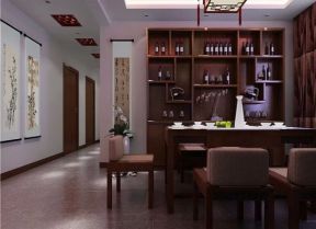 新中式风格140平米四居餐厅酒柜装饰效果图