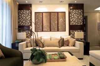 新中式风格180平米复式楼客厅沙发墙装饰图片