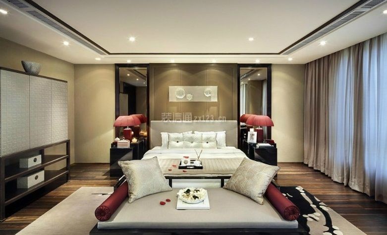 新中式风格主卧室沙发摆放装修装饰图片