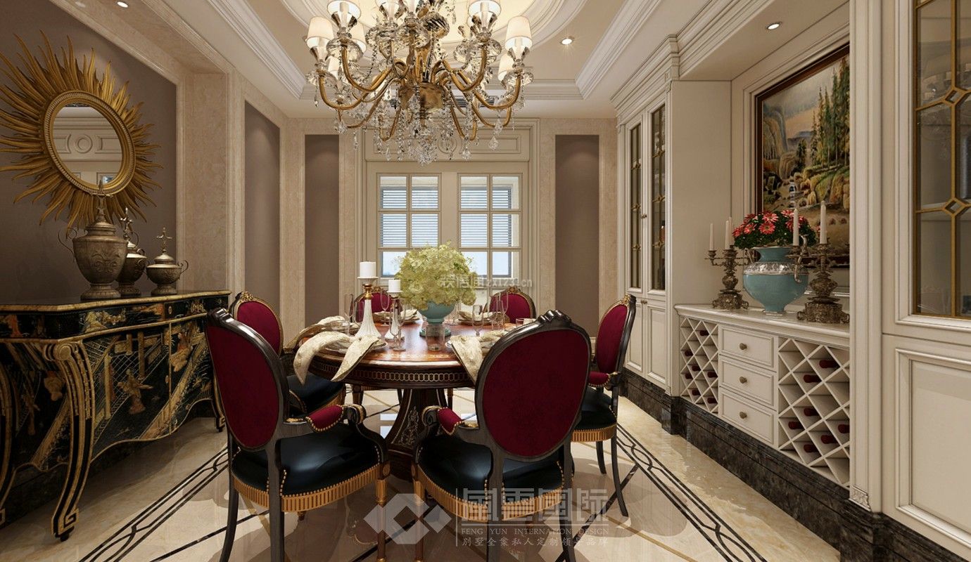 欧美混搭风格600平米别墅餐厅餐桌椅装修效果图