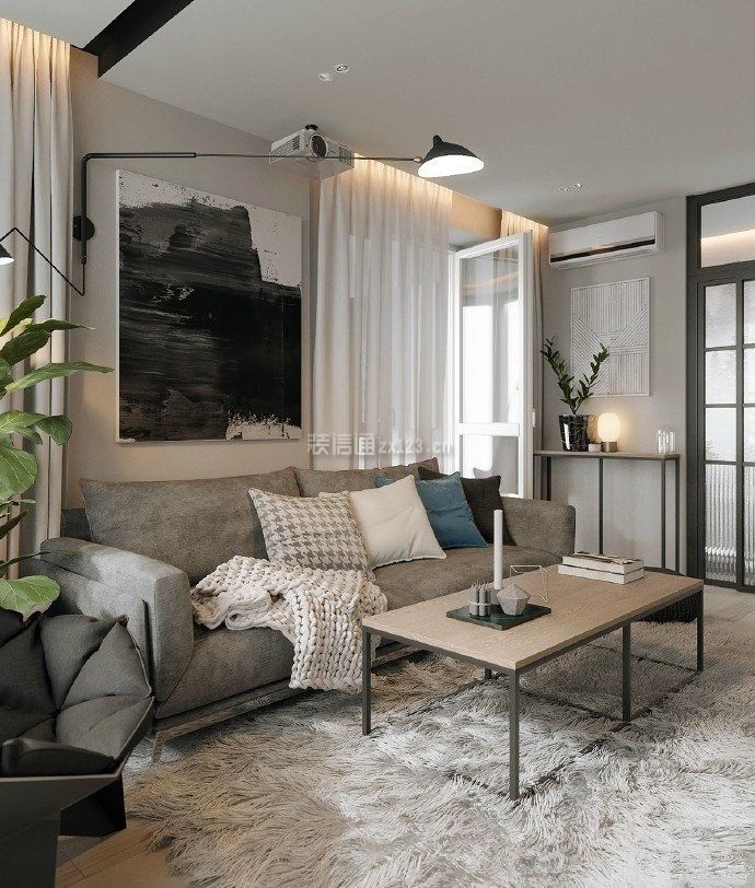 简约风格85平两居室客厅沙发设计效果图片