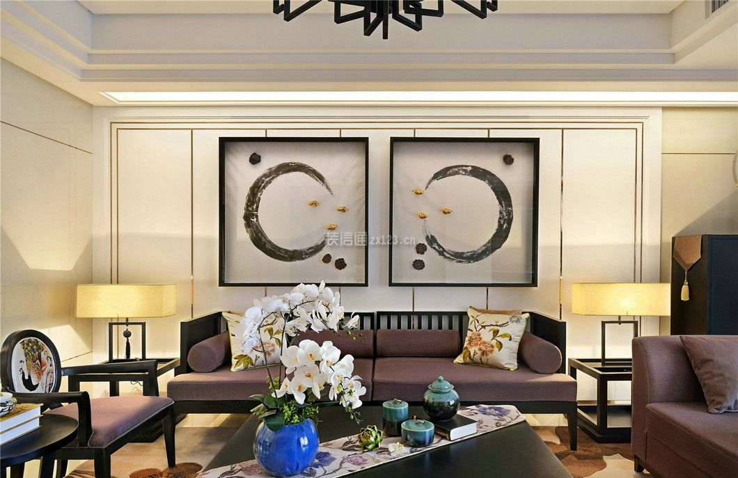 新中式风格客厅沙发背景墙画图片