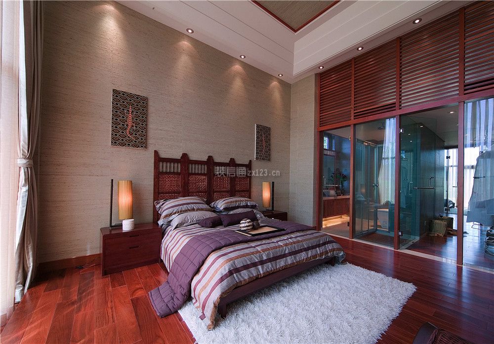 东南亚风格103平三居室卧室背景墙设计图片
