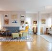 小北欧风格130平三居室开放式客厅装饰图片