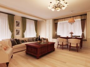 简美式风格120平米三居室客厅沙发装潢效果图
