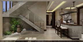 新中式风格170平复式楼梯间吧台家装效果图