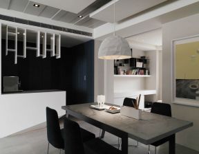 港式风格92平二居室餐厅黑色餐椅装潢效果图