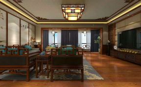中式风格230平米四居客厅实木沙发装修效果图