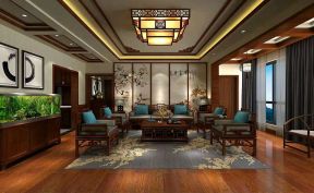 中式风格230平米四居客厅沙发墙装修效果图