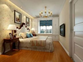 简美式风格80平米三居室卧室飘窗装修效果图片