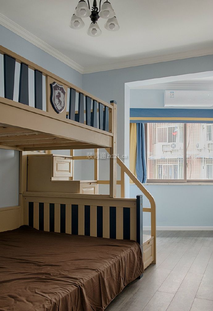 120平方美式风格儿童房高低床设计效果图