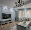 120平方美式风格客厅纯色窗帘装饰效果图