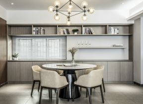 现代简约风格140平三居室餐厅圆桌设计图片