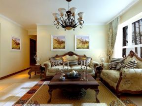 欧式田园风格客厅家具沙发摆放效果图片