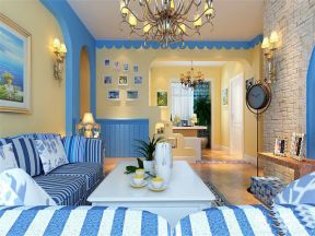 地中海风格101平米三居客厅茶几装修效果图