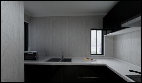 现代简约风格51平loft厨房黑色橱柜装修效果图