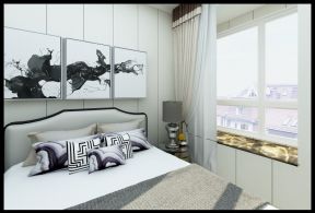 106平米现代简约风格三居卧室窗帘装修效果图