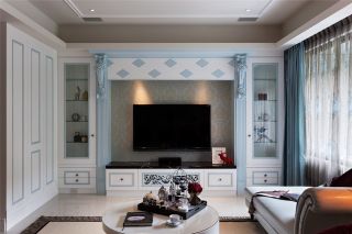 欧式风格客厅电视背景墙柜整体设计效果图