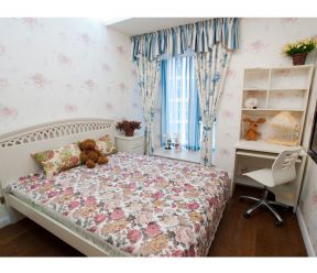 田园风格160平三居室卧室窗帘设计图片