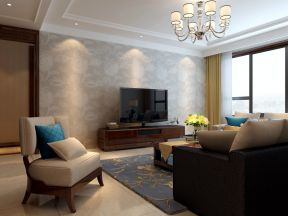 新中式风格150平米二居客厅电视墙设计效果图