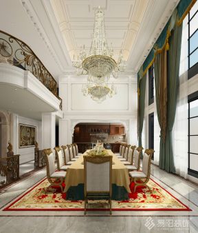 2000平奢华别墅家庭西餐桌布置效果图片
