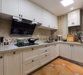 简美式风格125平米三居室厨房装修实景图