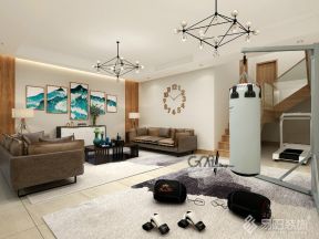 现代简约风格270平米别墅会客厅沙发装修效果图