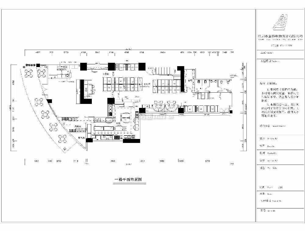 630平米茶餐廳一樓平面設計圖