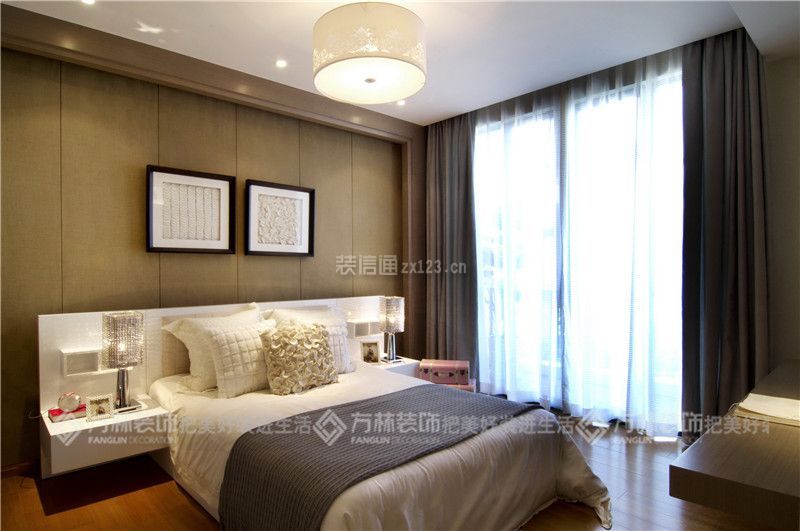400平米现代简约风格别墅卧室窗帘搭配设计图片
