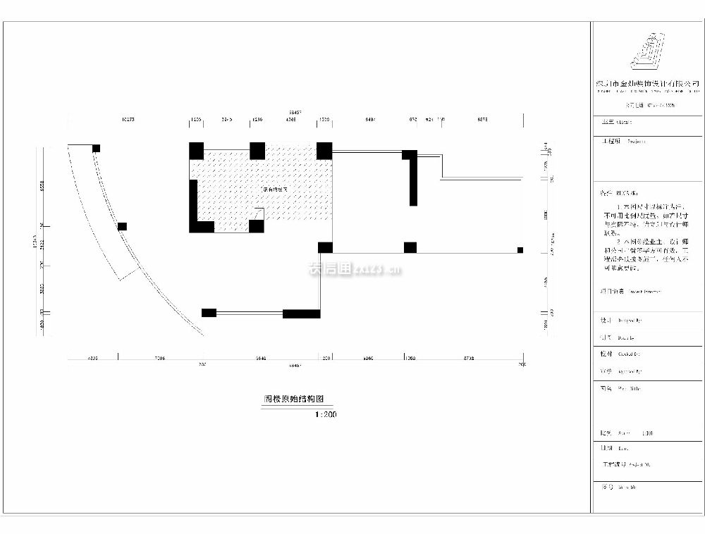 630平米茶餐廳閣樓原始結(jié)構(gòu)圖