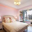 高层大户型女儿房间粉色背景墙装修图片