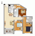 145平米三居室平面户型图